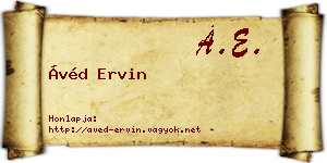 Ávéd Ervin névjegykártya